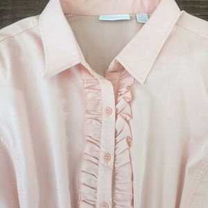 New York & Company Pink Ruffle Blouse Dress Shirt